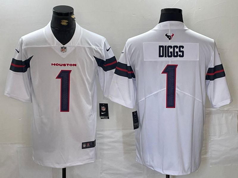 Men Houston Texans #1 Diggs White Second generations 2025 Nike Limited NFL Jersey style 1